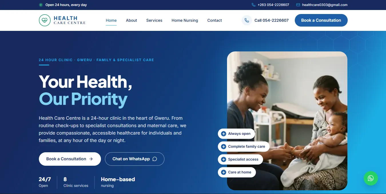 Health Care Centre, Gweru homepage