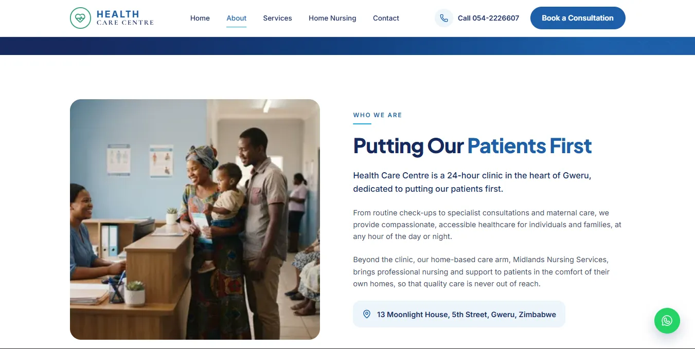 Health Care Centre about page